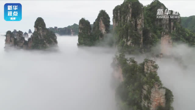 人民日报：【宛如仙境！张家界武陵源雨后初霁现云海】近日，湖-图3